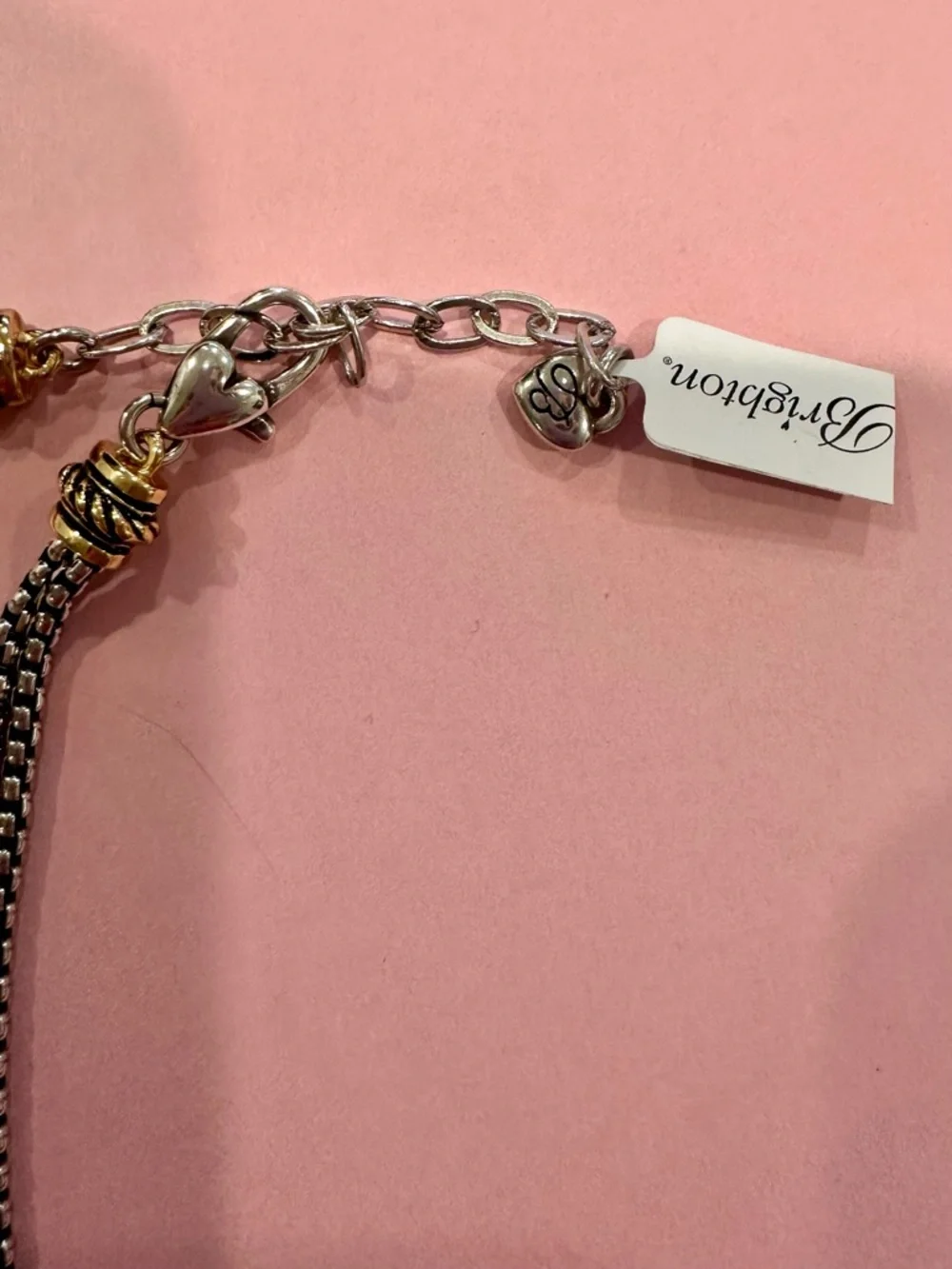 Brighton Interlock Twist Two-Tone Silver and Gold Knot Layered Necklace. - Picture 4 of 7